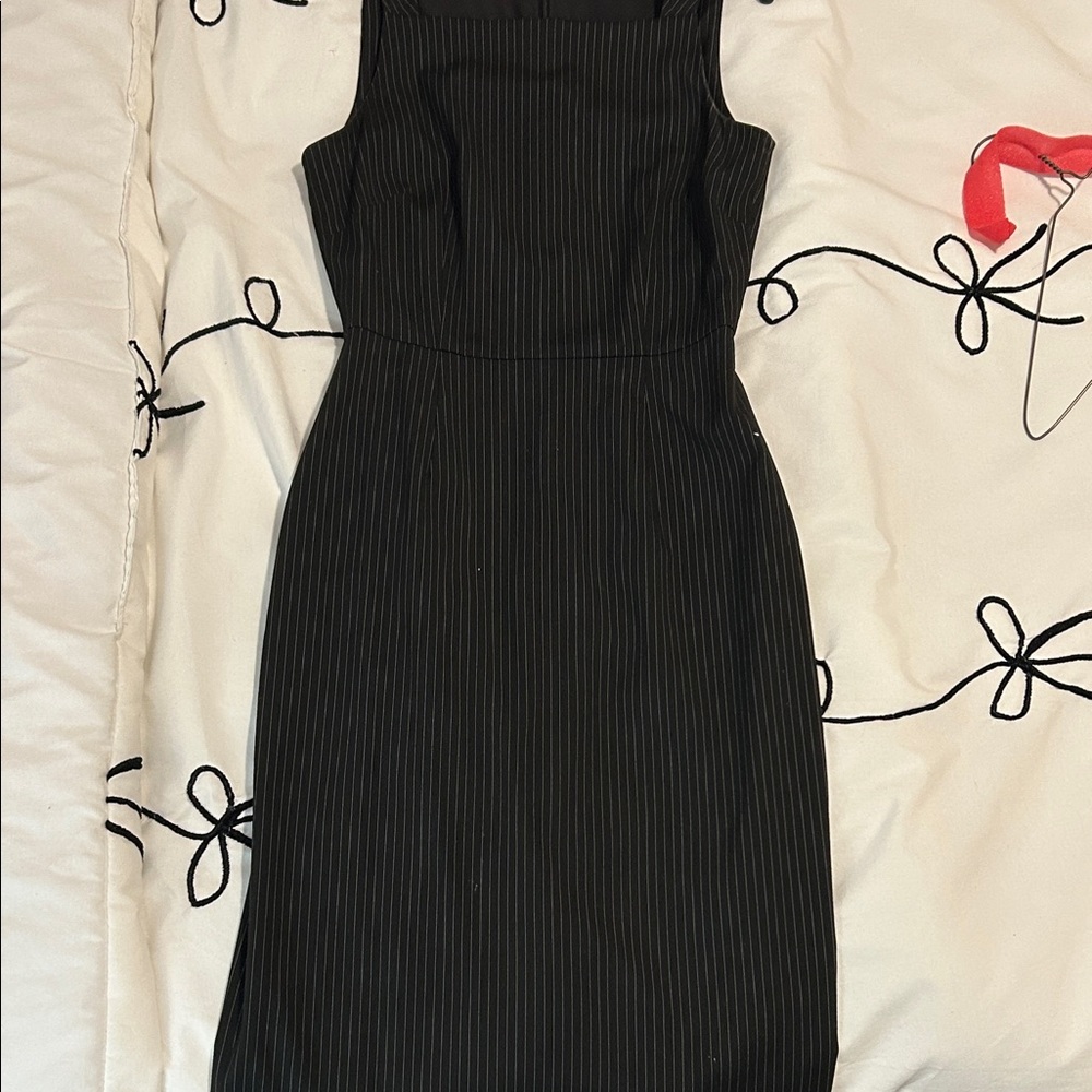 ANTONIO MELANI Elegant Black Striped Midi Dress